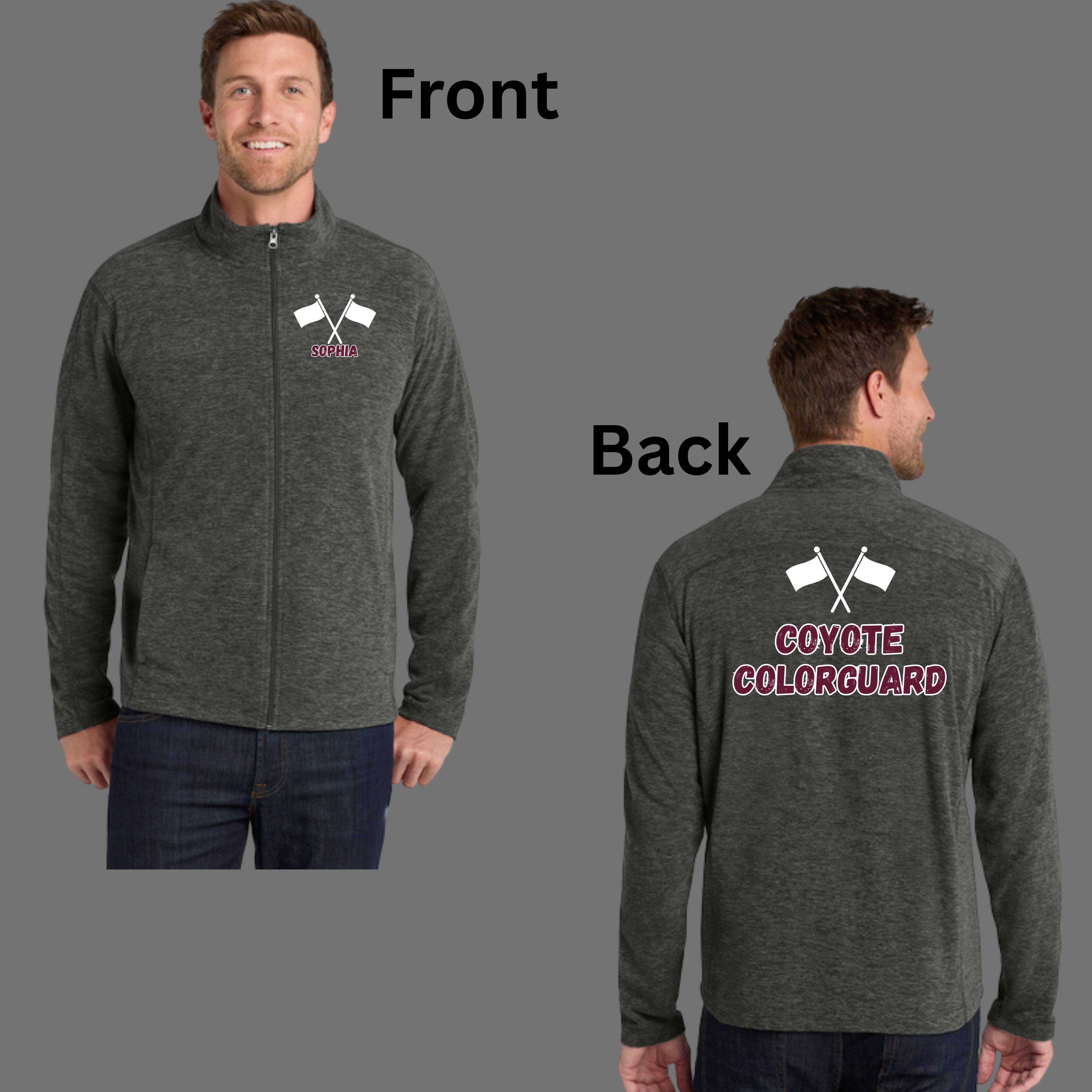 West Creek Middle School Colorguard Heather Microfleece Full Zip Jacket Scorpio 65 Designs