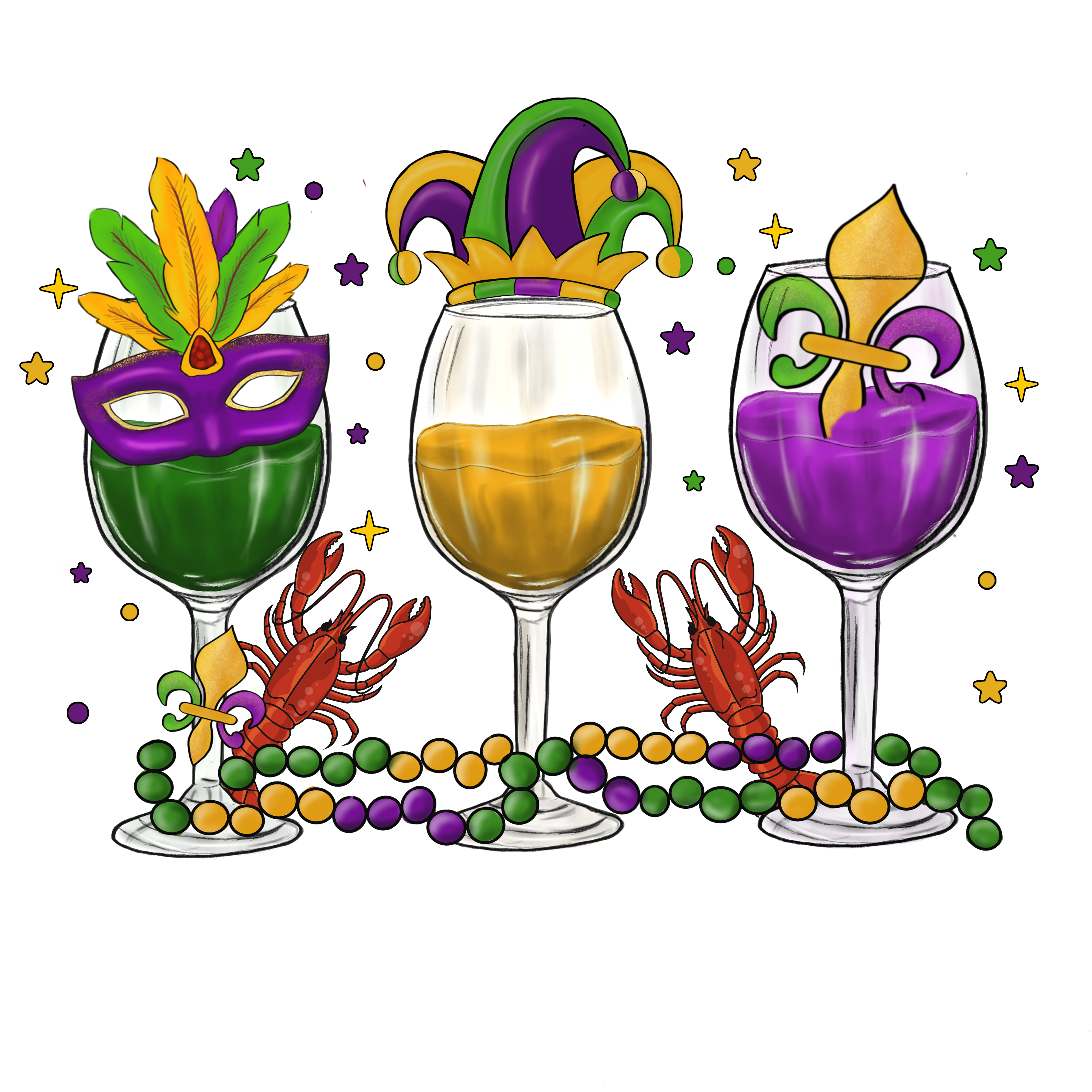 Mardi Gras Wine Glasses Scorpio 65 Designs