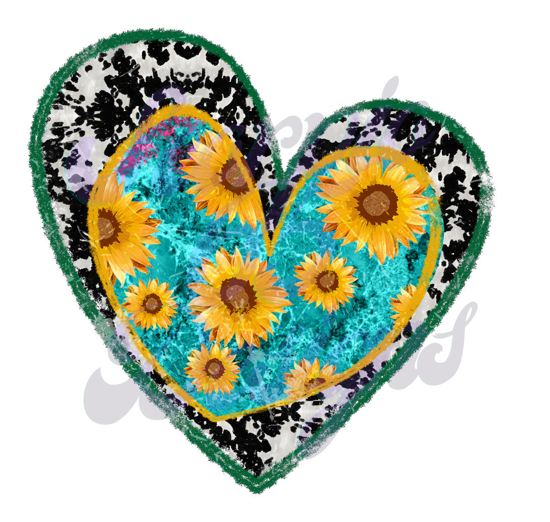 Sunflower Heart DTF Transfers Scorpio 65 Designs