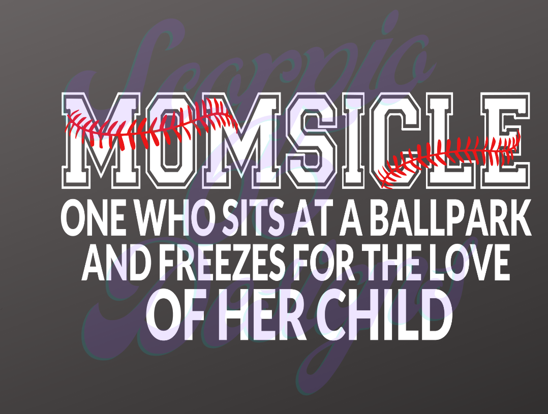 Momsicle Baseball DTF Transfers Scorpio 65 Designs