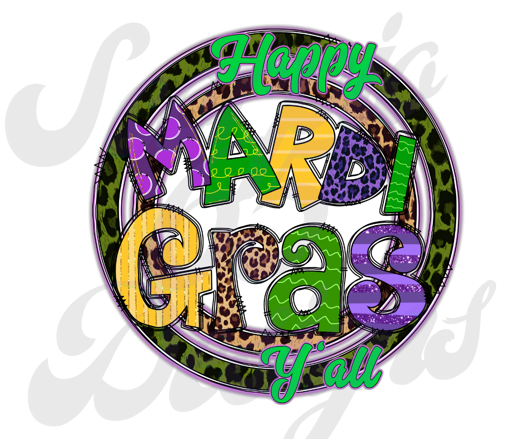 Neon Mardi Gras Circle DTF Transfers Scorpio 65 Designs