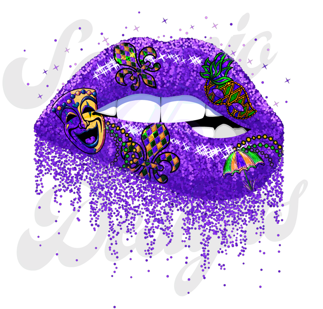 Mardi Gras Lips DTF Transfers Scorpio 65 Designs