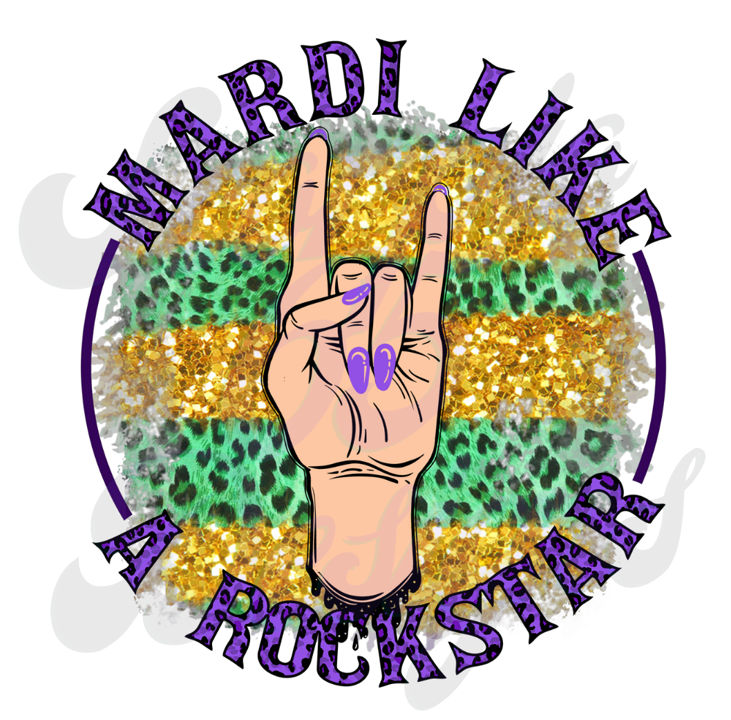 Mardi Like a Rockstar DTF Transfers Scorpio 65 Designs