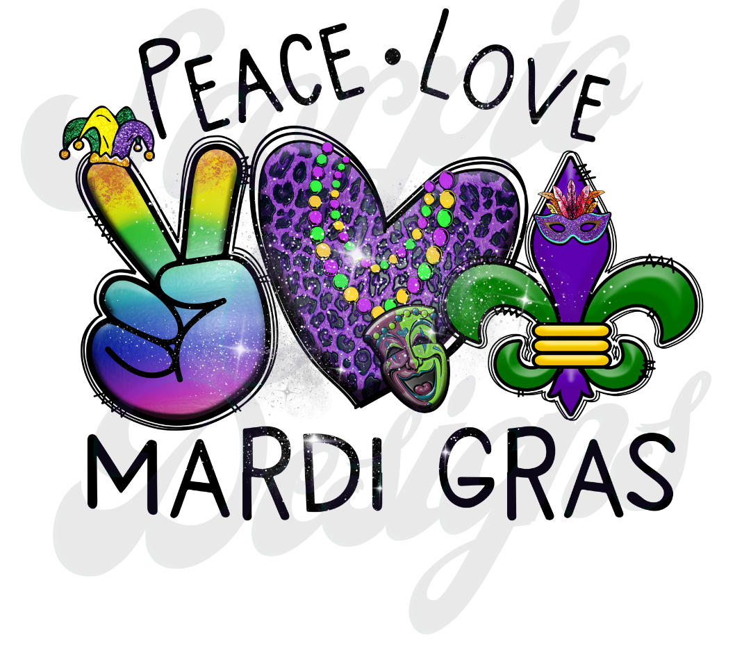 Peace Love Mardi Gras DTF Transfers Scorpio 65 Designs