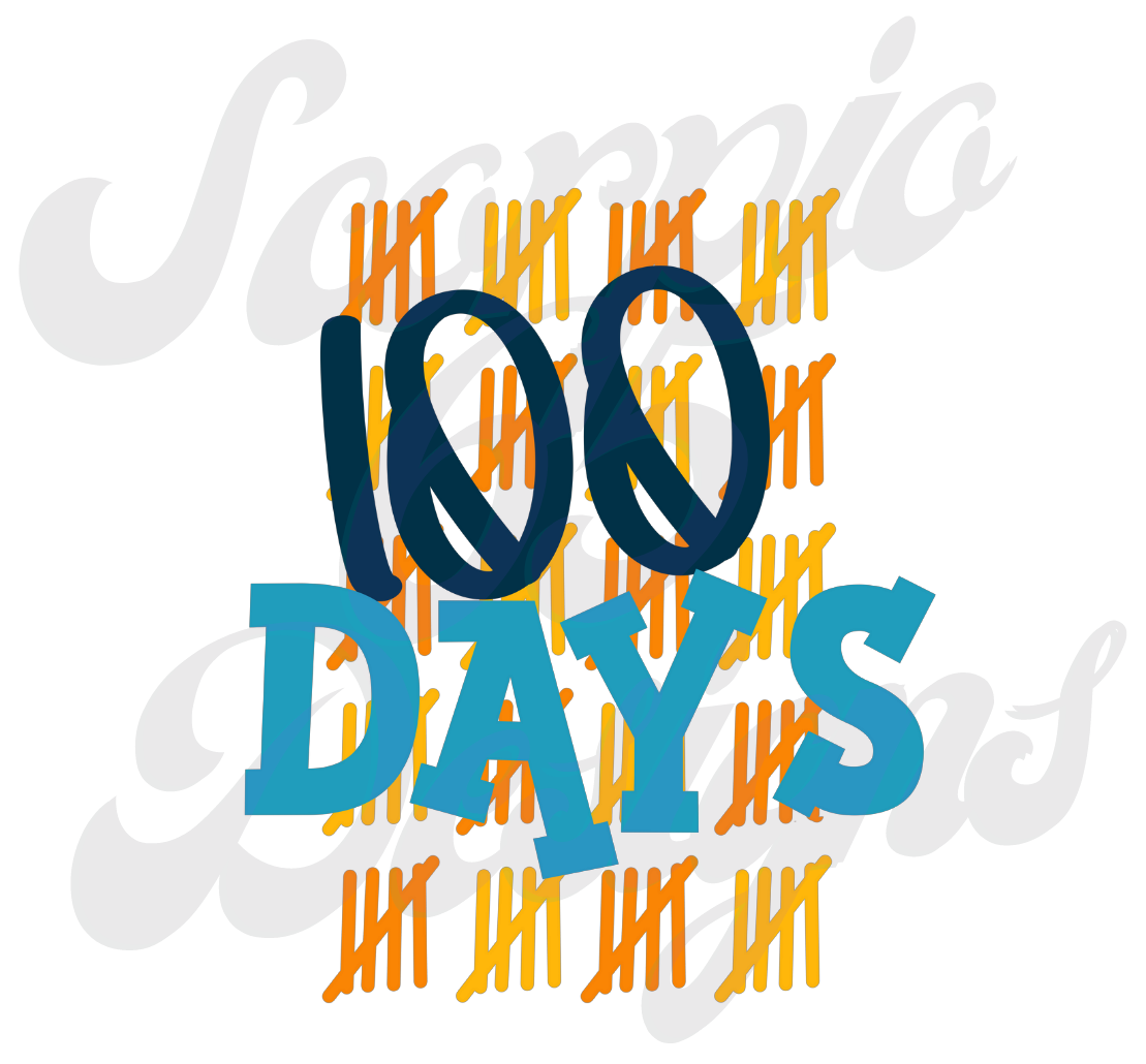 100 Days Tally DTF Transfers Scorpio 65 Designs