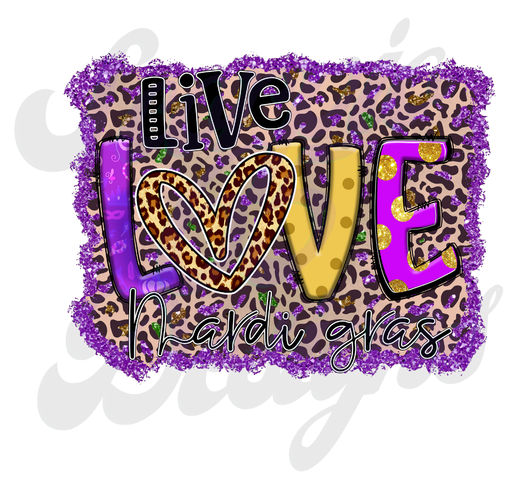Live Love Mardi Gras DTF Transfers Scorpio 65 Designs