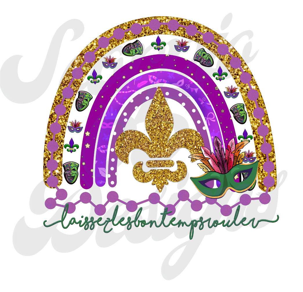 Glitter Mardi Gras Rainbow DTF Transfers Scorpio 65 Designs