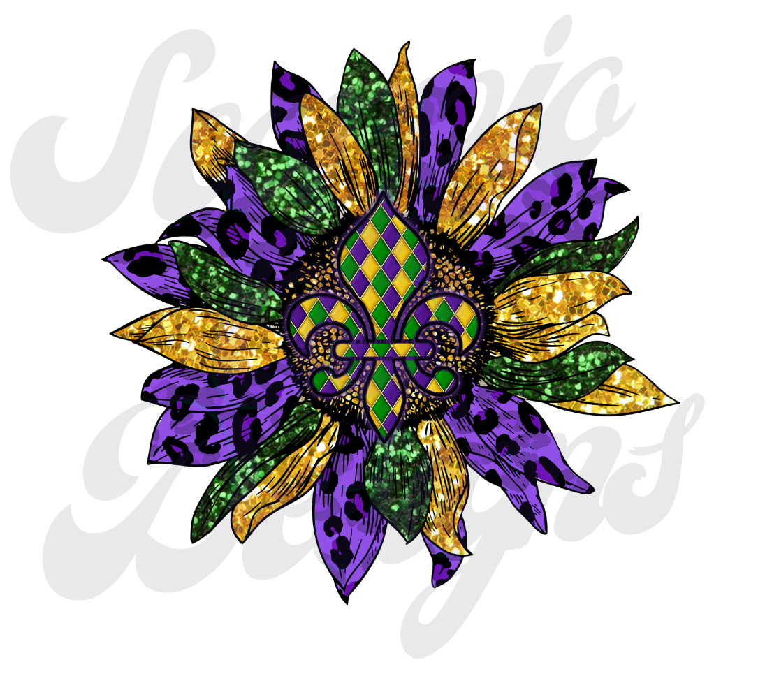 Mardi Gras Flower DTF Transfers Scorpio 65 Designs