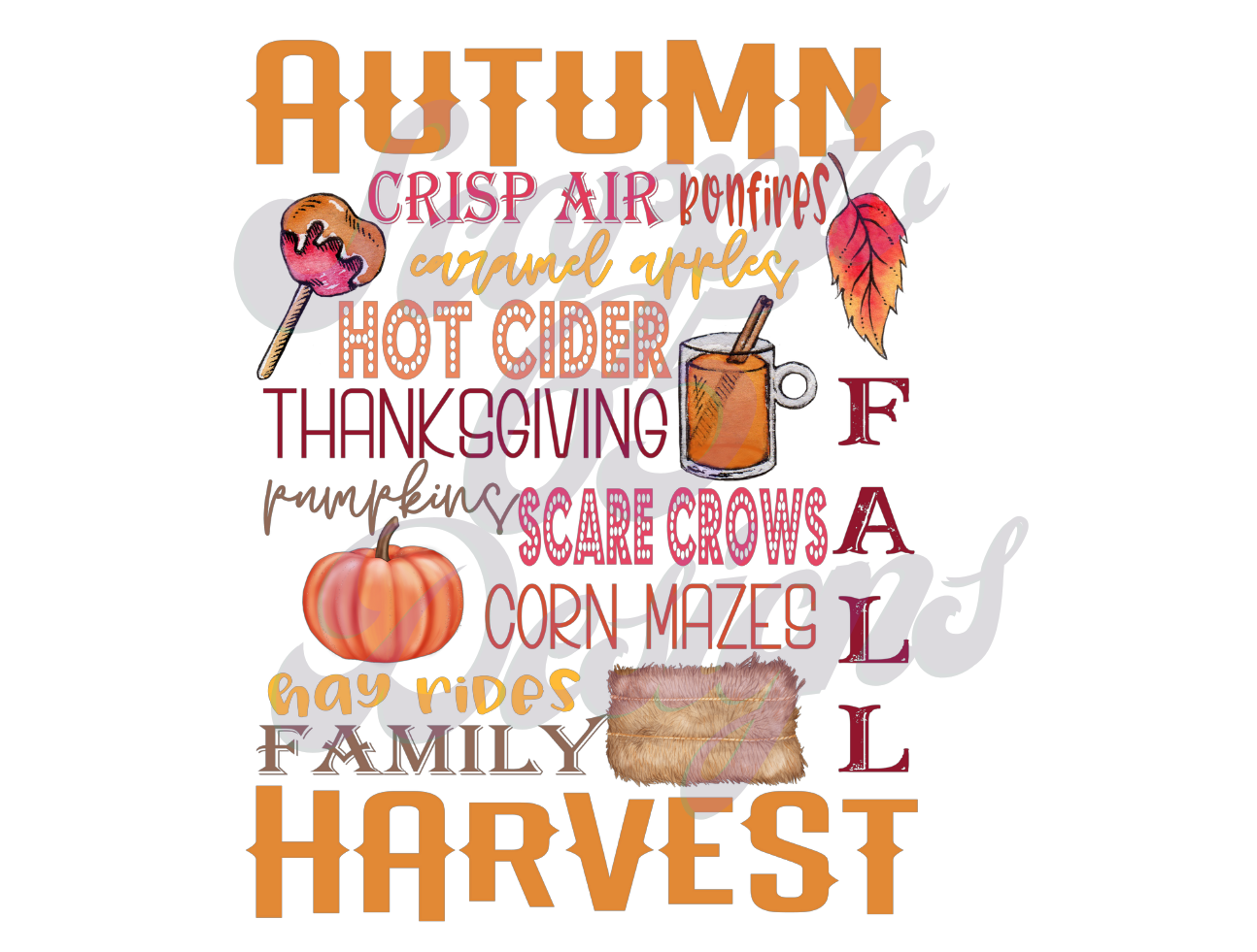 Favorite Fall Activities and Food DTF Transfers Scorpio 65 Designs