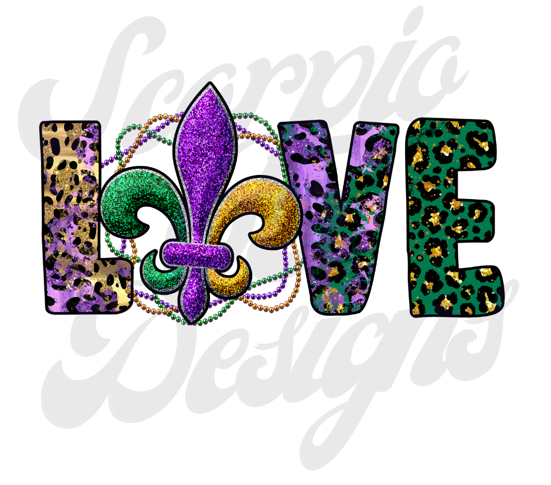 Love Mardi Gras DTF Transfers Scorpio 65 Designs