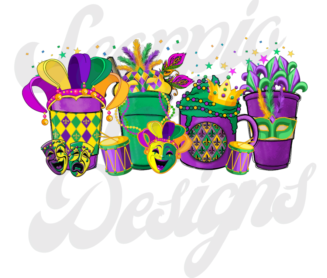 Mardi Gras Drinks DTF Transfers Scorpio 65 Designs