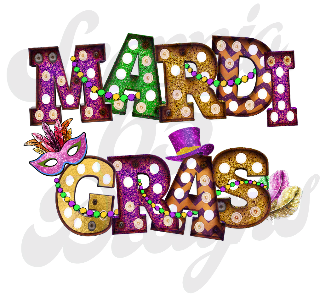 Mardi Gras Light DTF Transfers Scorpio 65 Designs
