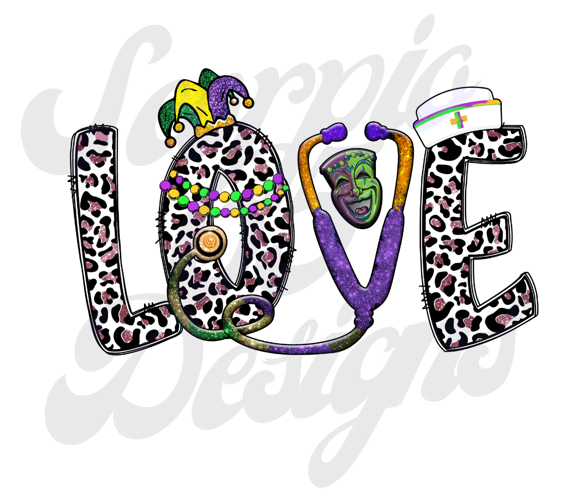 Nurse Mardi Gras DTF Transfers Scorpio 65 Designs