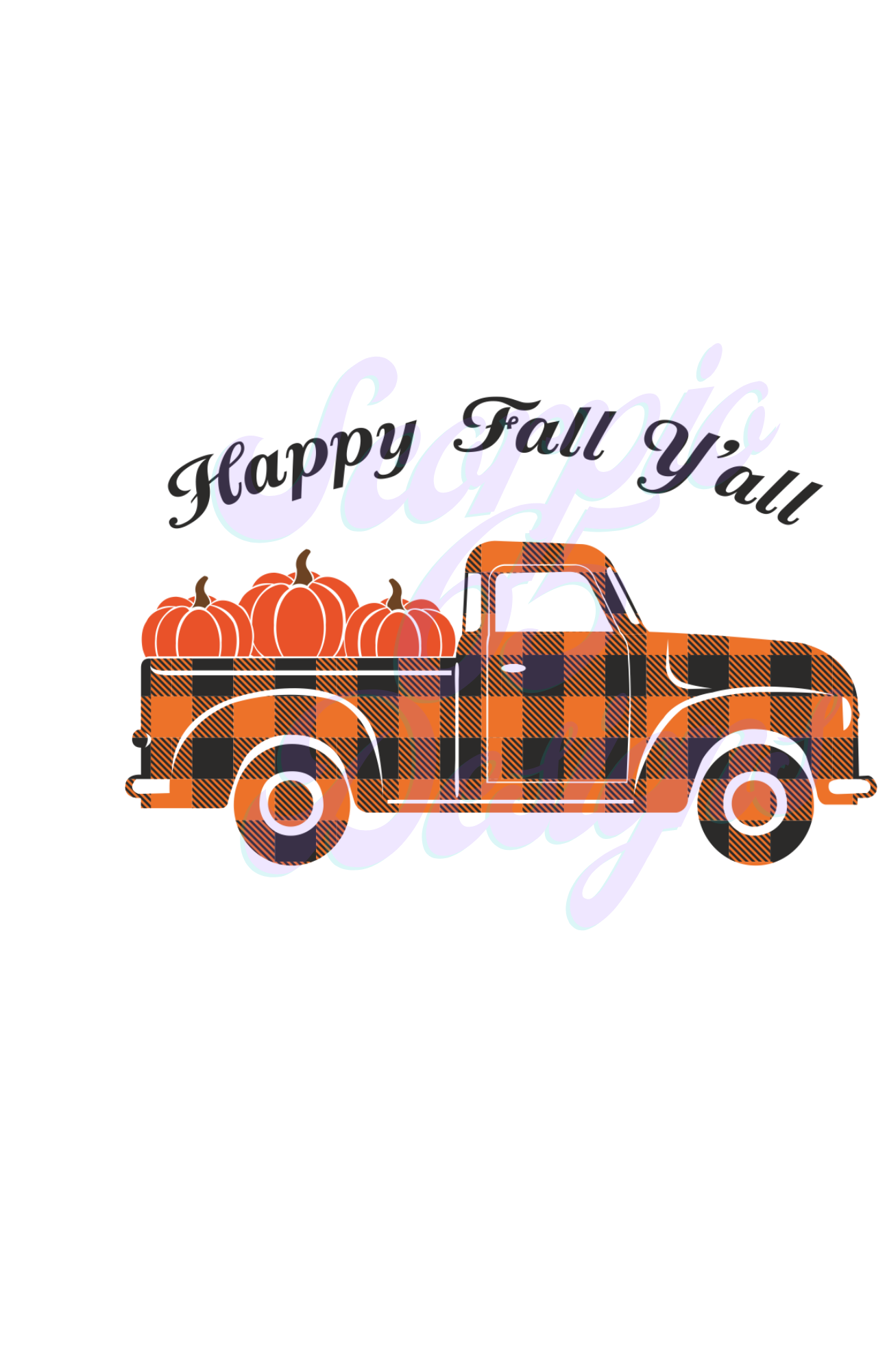 Plaid Pumpkin Truck DTF Transfers Scorpio 65 Designs