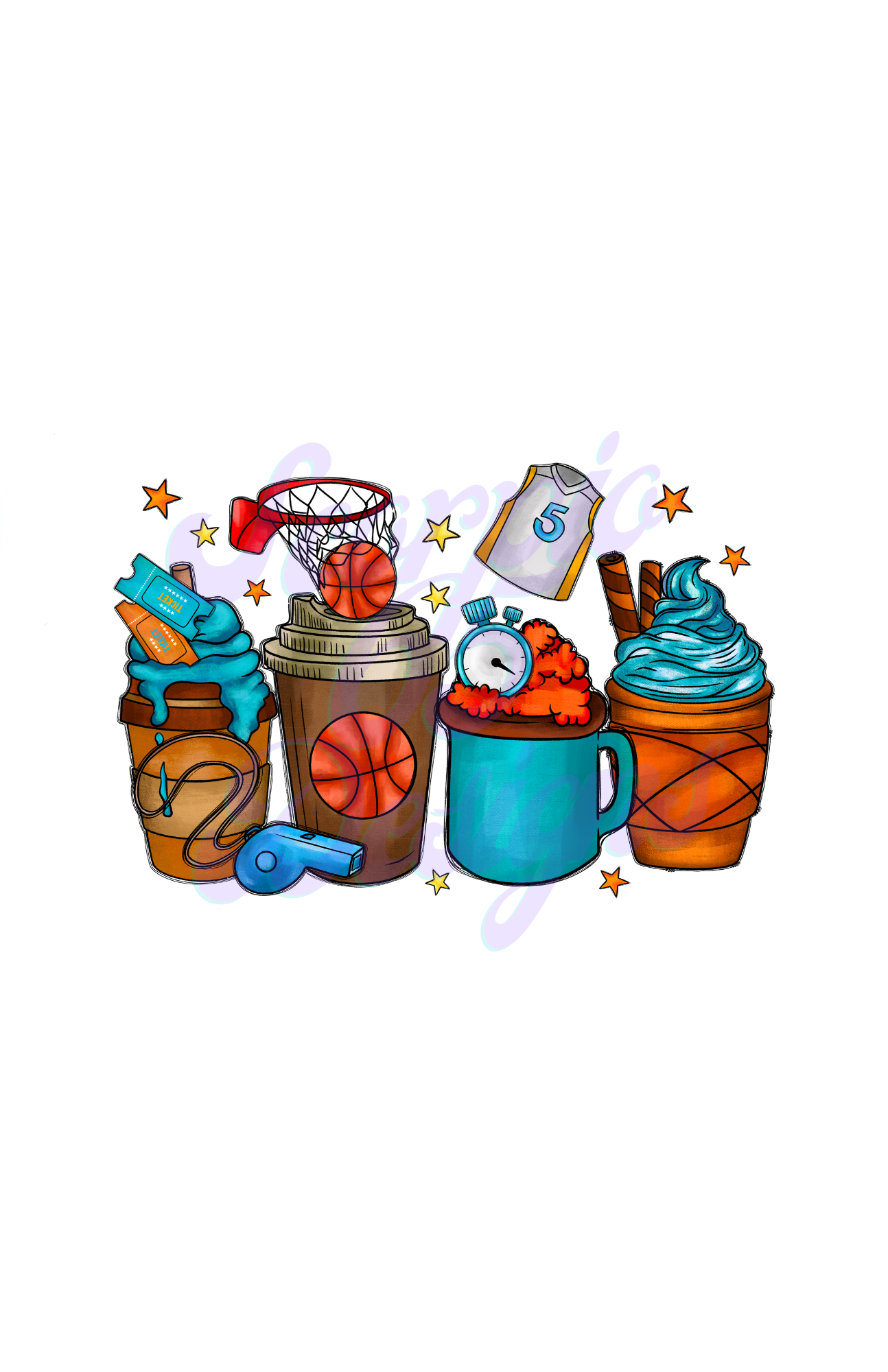 Basketball Coffee DTF Transfers Scorpio 65 Designs