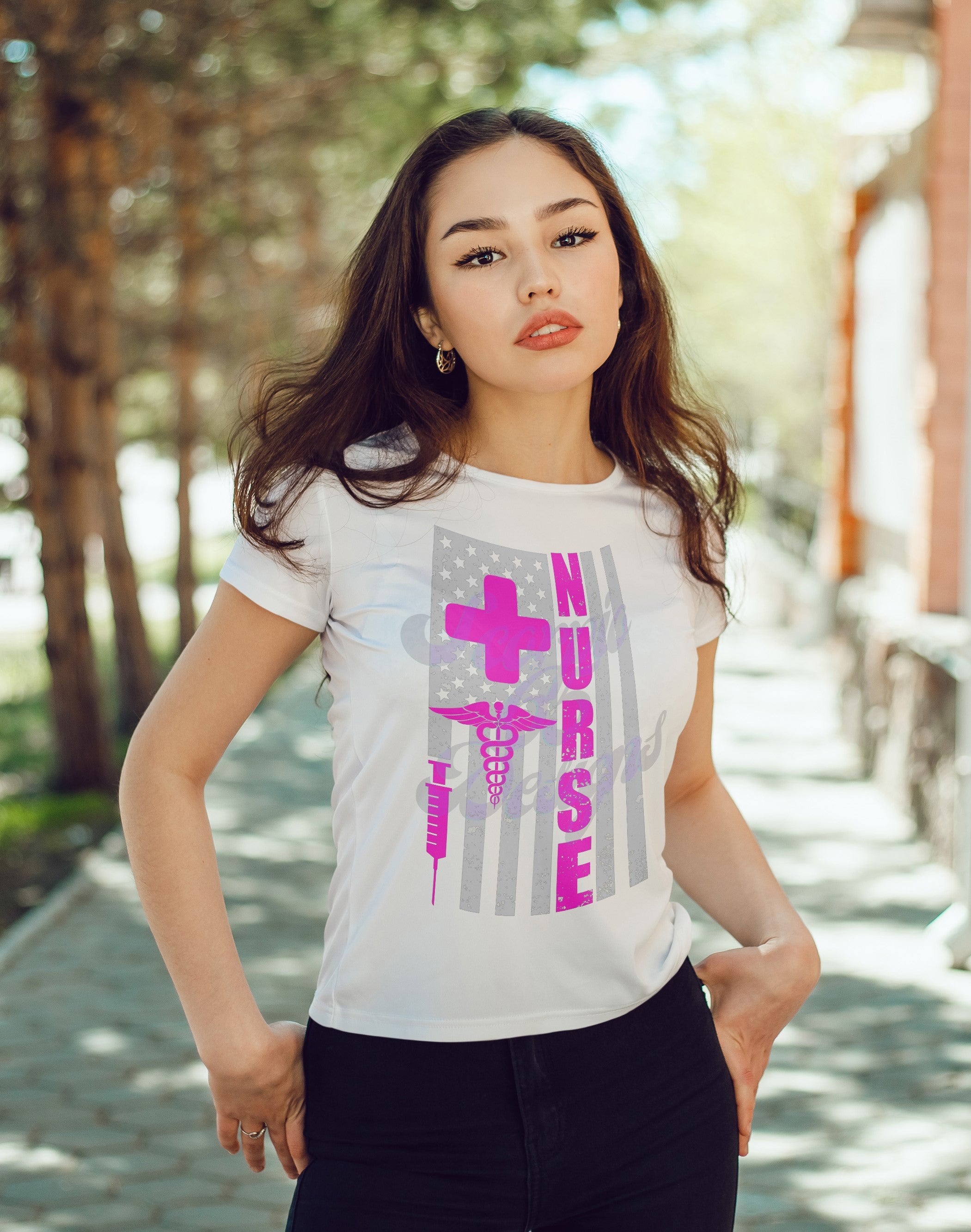 Bright Pink Nurse Flag DTF Transfers Scorpio 65 Designs