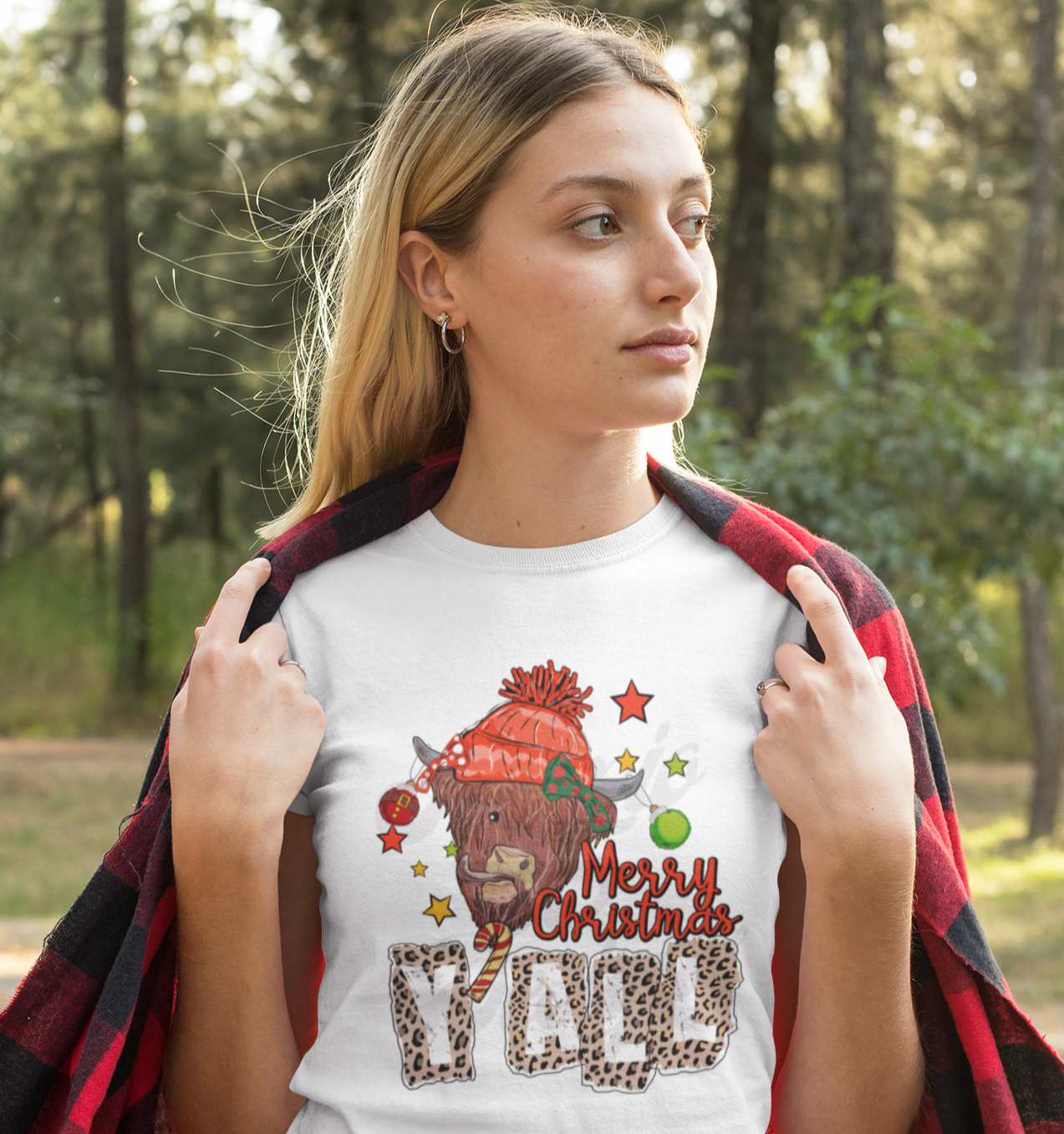 Merry Christmas Highland Cow DTF Transfers Scorpio 65 Designs